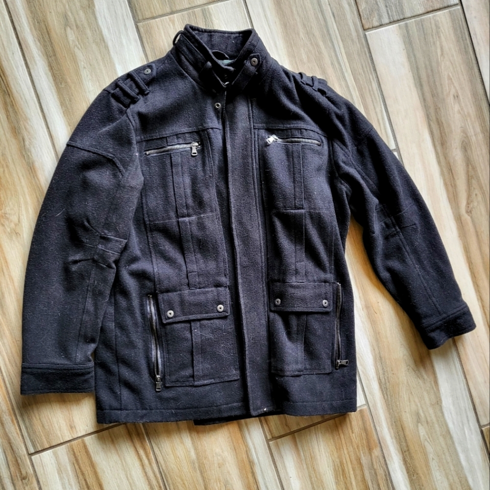 Mens INC Wool Military Coat